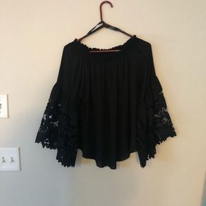 Black blouse with bell sleeves